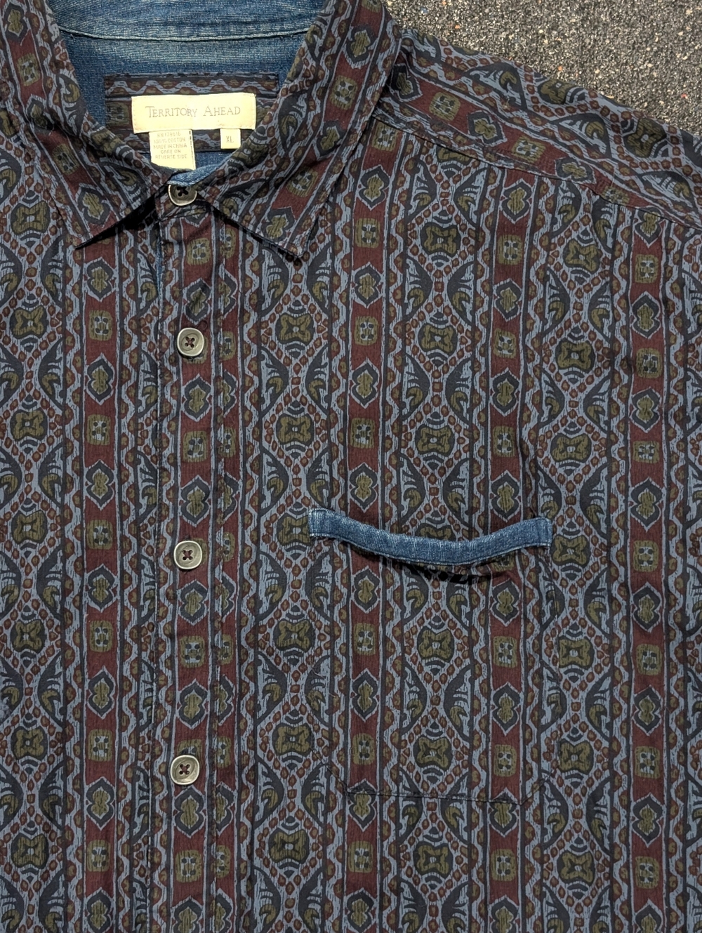 The Territory Ahead Mens Aztec Shirt Southwest Cotton  Size XL Long Sleeve